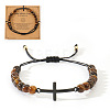 Natural Tiger Eye Beads Braided Bead Bracelets for Men FJ3912-5-1