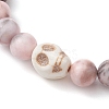8.5mm Round Natural Pink Zebra Jasper Beaded Stretch Bracelets BJEW-JB10466-02-3