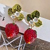 Alloy & Rhinestone & Enamel Leaf Stud Earrings WG2CE66-01-3
