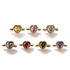Rack Plating Brass Cubic Zirconia Heart Links Connector Charms KK-M014-01-G-1