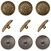 20Pcs 1-Hole Alloy Shank Buttons BUTT-GF0004-10AB-6