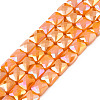 Electroplate Opaque Solid Color Glass Beads Strands EGLA-N002-42-04-1