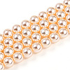 UV Plating Pearlized Glass Pearl Beads Strands GLAA-F128-01B-T8-2