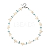 Ocean Natural Amazonite Chip & Natural White Shell Disc & Dyed Starfish Synthetic Turquoise Beaded Necklaces for Women NJEW-JN06390-3