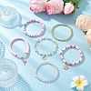 6Pcs 6 Styles Handmade Polymer Clay Heishi & Glass & Electroplate Non-magnetic Synthetic Hematite & Rose Quartz Beads Stretch Bracelets & Alloy Enamel Charm Bracelets BJEW-JB12231-1