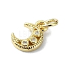 Moon Theme Brass Micro Pave Clear Cubic Zirconia Charms KK-H475-57G-03-2