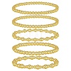 5Pcs Round Brass Beaded Stretch Bracelets for Women BJEW-SW00151-1