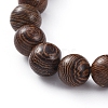 Unisex Wood Beads Stretch Charm Bracelets BJEW-JB04959-01-3