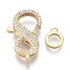 Brass Micro Pave Clear Cubic Zirconia Lobster Claw Clasps ZIRC-S066-023-NF-3
