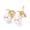 Heart Knot with Plastic Pearl Dangle Stud Earrings EJEW-A072-12LG-2