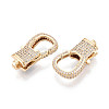 Brass Pave Clear Cubic Zirconia Lobster Claw Clasps KK-T075-78G-2