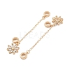 Rack Plating Flower Brass Clear Cubic Zirconia European Safety Chains KK-F879-18G-2