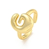 Brass Letter Open Cuff Rings for Women RJEW-G313-01G-G-1