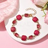 Dyed Natural White Jade Square & Alloy Link Chain Bracelets for Women BJEW-JB10129-2