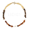 Natural Amber & Tiger Eye & Heated Citrine Chip Beaded Necklaces NJEW-JN06680-2
