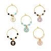 Flat Round with Cross Alloy Enamel Wine Glass Charms AJEW-JO00205-1