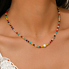 Natural Dyed Mixed Stone & Freshwater Pearl Round Beaded Necklaces for Women Daily and Party Wear XX1529-1