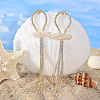 925 Sterling Silver Bowknot Dangle Stud Earrings with Natural Pearl EJEW-Z041-10G-4