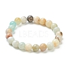 Natural Amazonite Beaded Stretch Bracelets BJEW-D446-C-31-2