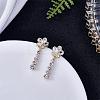Flower Dangle Drop Stud Earrings Cubic Zirconia Crystal Rhinestone Pearl Flower Drop Earrings Party Christmas Wedding Jewelry Gifts for Women JE1068A-3