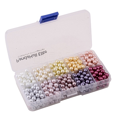 10 Colors 6mm Tiny Satin Luster Glass Pearl Round Beads Assortment Mix Lot for Jewelry Making Multicolor HY-PH0004-6mm-01-B-1