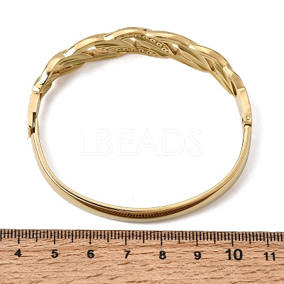 304 Stainless Steel Crystal Rhinestone Twisted Chain Hinged Cuff Bangles for Women SA-CBA61B8-09G-1