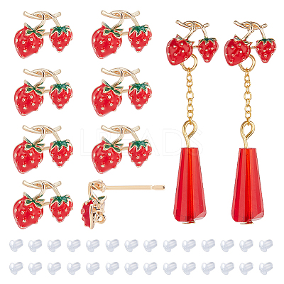 12Pcs Brass Enamel Stud Earring Findings KK-BC0010-08-1