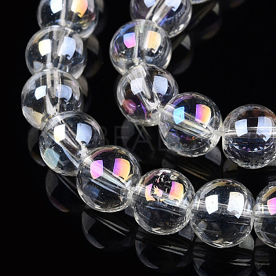 Electroplate Transparent Glass Beads Strands GLAA-T032-T8mm-AB13-1