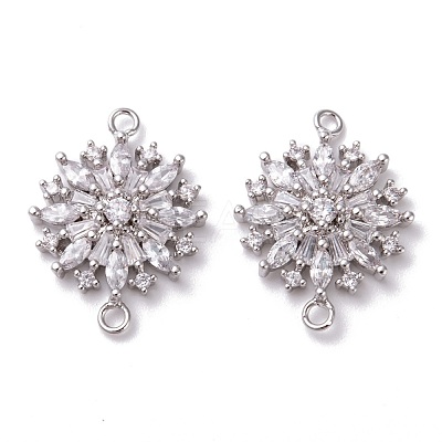 Brass Micro Pave Clear Cubic Zirconia Links connectors ZIRC-G153-20P-1