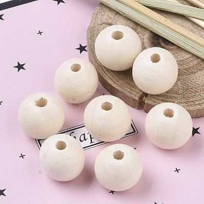 Natural Unfinished Wood Beads WOOD-S651-A16mm-LF-1