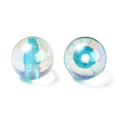 UV Plating Transparent Rainbow Iridescent Acrylic Beads OACR-F004-01F-1