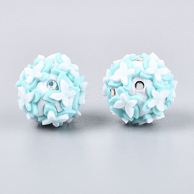 Handmade Polymer Clay Rhinestone and Resin Beads CLAY-T022-01C-1