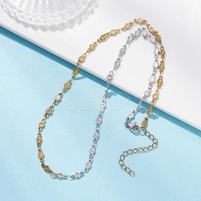 304 Stainless Steel Leaf Flower Chain Necklaces for Women NJEW-JN05585-1