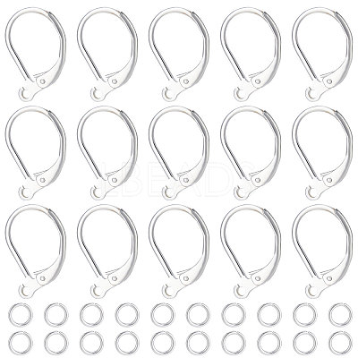 20Pcs 2 Style Brass Leverback Earring Findings with Loop DIY-BBC0001-02S-1