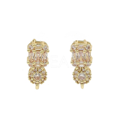 Brass Micro Pave Clear Cubic Zirconia Stud Earring Findings LS-KK-C107-06G-1