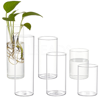6Pcs 3 Style Column Glass Vase Ornaments AJEW-BC0002-25-1