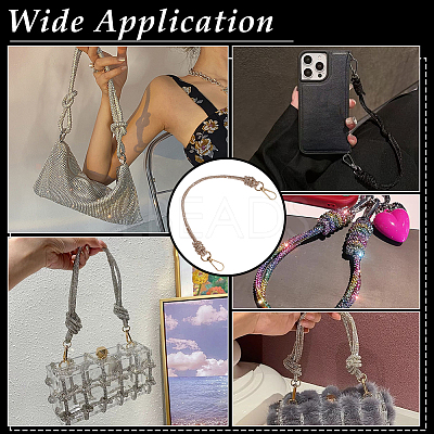 2Pcs Glass Rhinestone Rubber Cord Bag Handles FIND-PH0059-68A-1