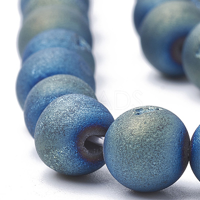 Electroplate Natural Druzy Geode Weathered Agate Beads Strands G-S284-6mm-03-1