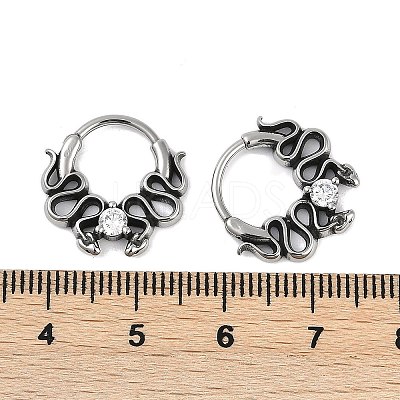 Snake 316 Surgical Stainless Steel Clear Cubic Zirconia Hoop Earrings X-EJEW-G416-39AS-1