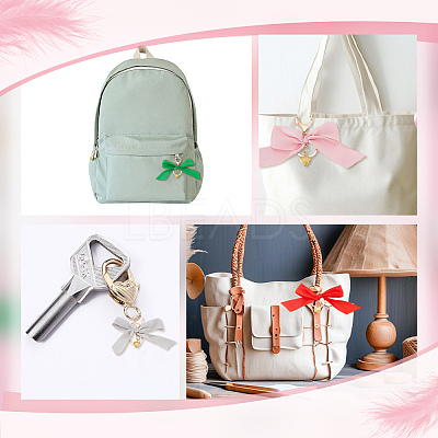6Pcs 6 Colors Polyester Bowknot Pendant Decoration KEYC-AR00003-1