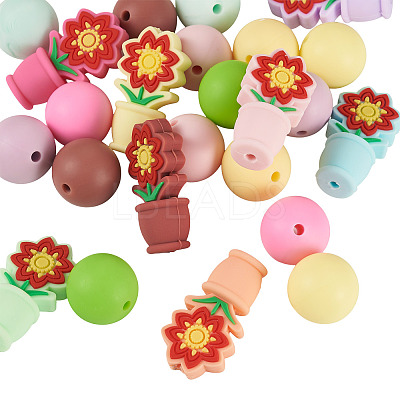 24Pcs 16 Styles Silicone Beads SIL-TA0003-03-1