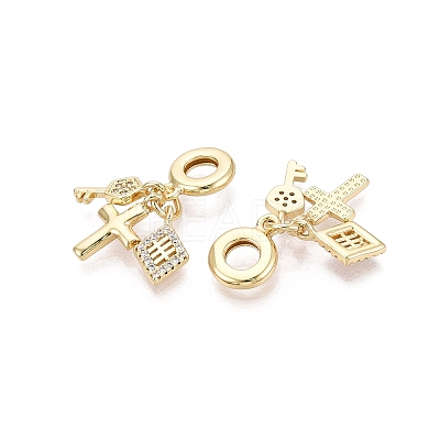 Brass Micro Pave Clear Cubic Zirconia European Dangle Charms KK-N287-33D-G-1