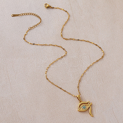 Vintage 304 Stainless Steel Glass Eye of Ra Pendant Necklaces for Women LS-EQ3909-1