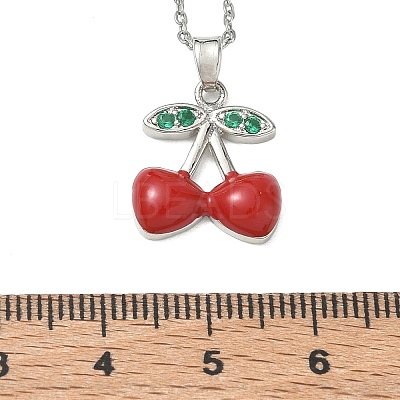 Brass & Cubic Zirconia Enamel Pendant Necklaces SA-CBA7E55-02P-1