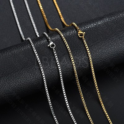 Stainless Steel Box Chain Necklace NJEW-YWC0001-02G-04-1