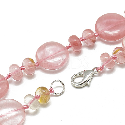 Cherry Quartz Glass Beaded Necklaces NJEW-S393-04-1
