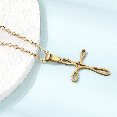 304 Stainless Steel Religion Cross Pendant Necklaces SA-CBAB727-02G-1