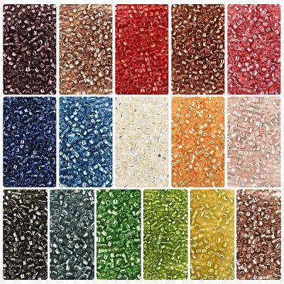 80G 16 Colors Cylinder Seed Beads SEED-YW0003-13-1