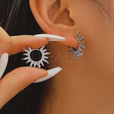 304 Stainless Steel and Brass Hoop Earrings FS-WG82045-18-1