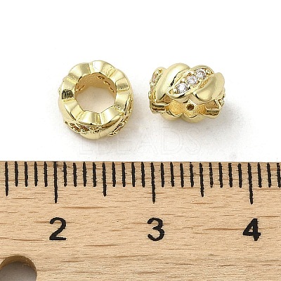 Rack Plating Brass Micro Pave Cubic Zirconia European Beads KK-F866-10G-1